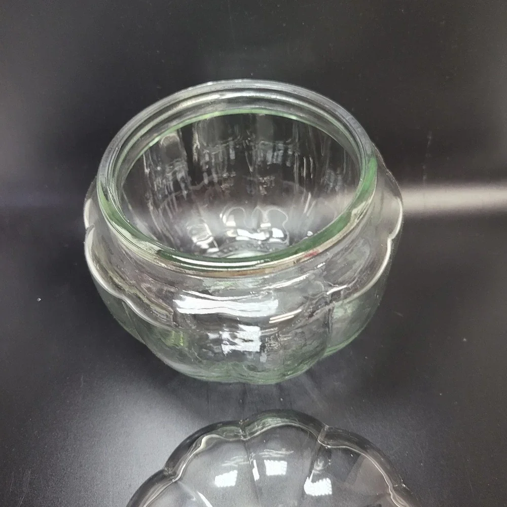 Clear Glass Pumpkin Candy Jar with Lid Fall Harvest Autumn Decor